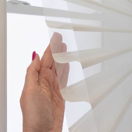 Close up of sheer shades construction
