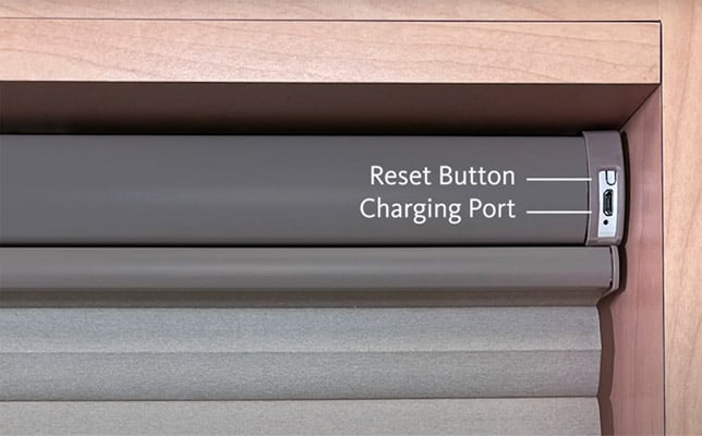 Charging port of motorized cellular shade