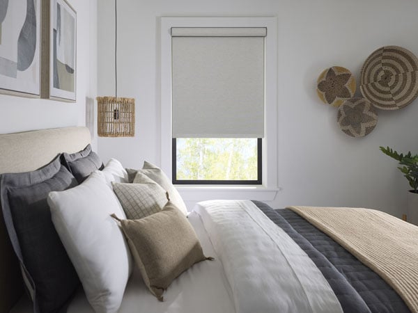 Blackout roller shade in bedroom