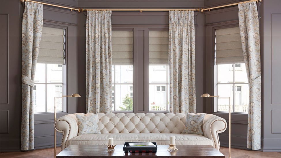 Window coverings in sitting room