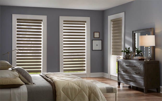 Zebra dual shades in bedroom