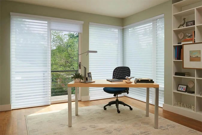 Sheer shades on a patio door