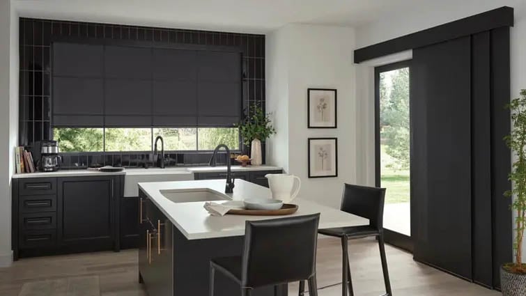 Panel track blinds for sliding door