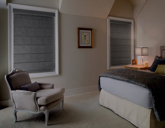 Thick roman shades help reduce heating and cooling bills
