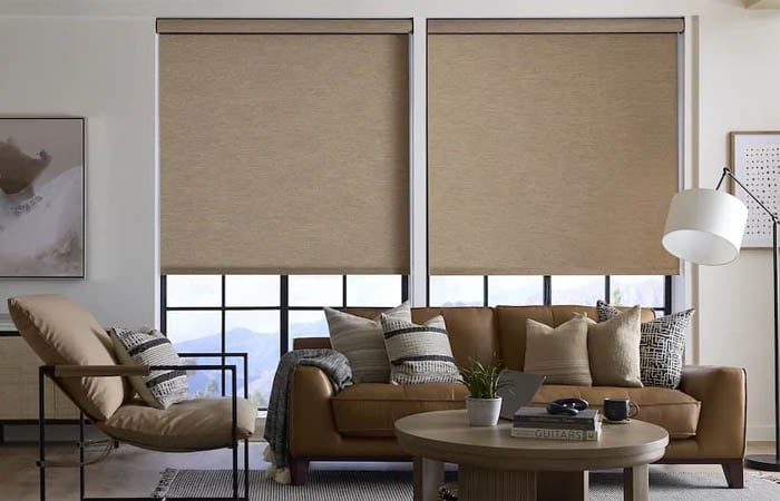 Roller shades help provide a minimalist look