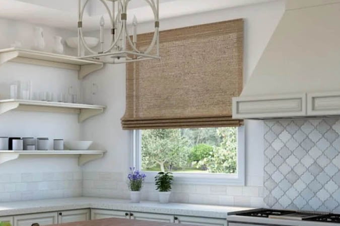Bamboo shade in a kitchen