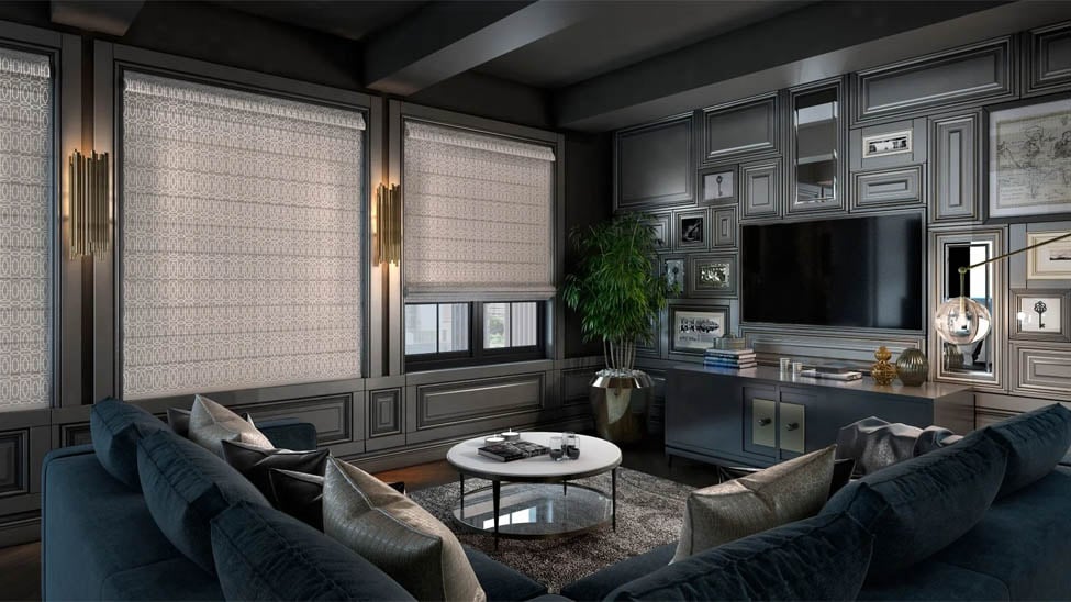 Living room in silver and gray tones