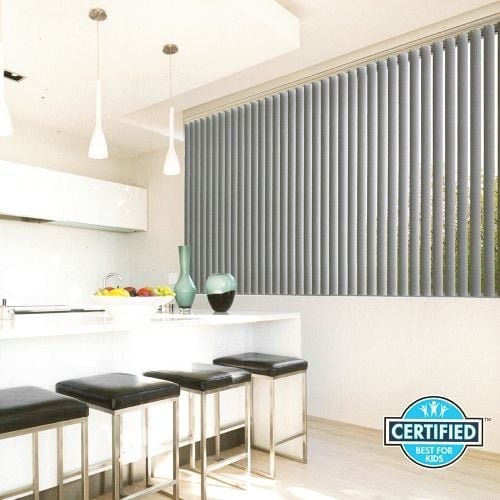 Vertical blinds in a kitchen window