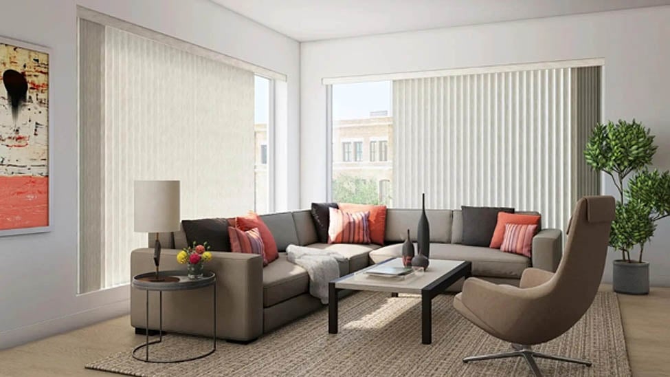 Vertical blinds in a living room
