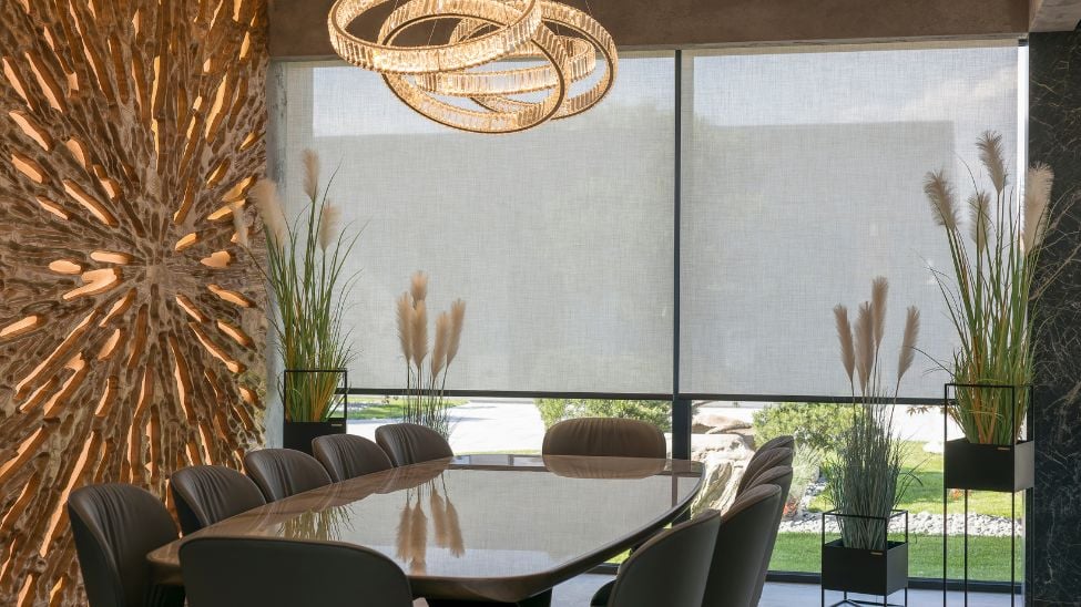 Solar Shades in a dining nook