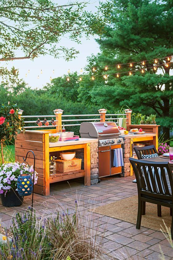 Build an outdoor kitchen and dining area.
