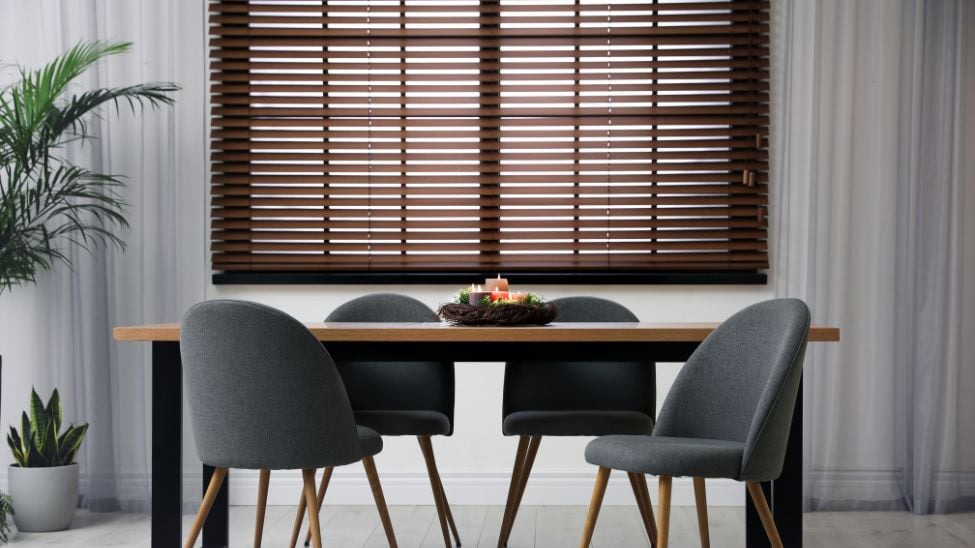 Bamboo Shade in Dining Room