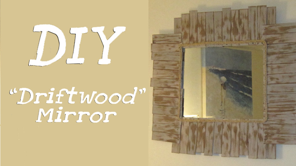 Use old blind slats to make a driftwood mirror