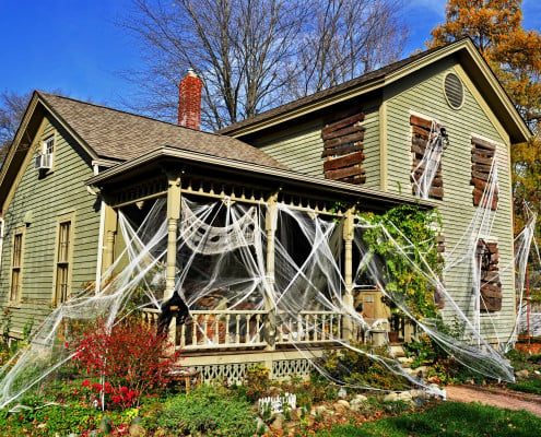 Boarded up windows for Halloween