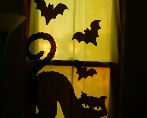 Spooky window silhouettes for Halloween